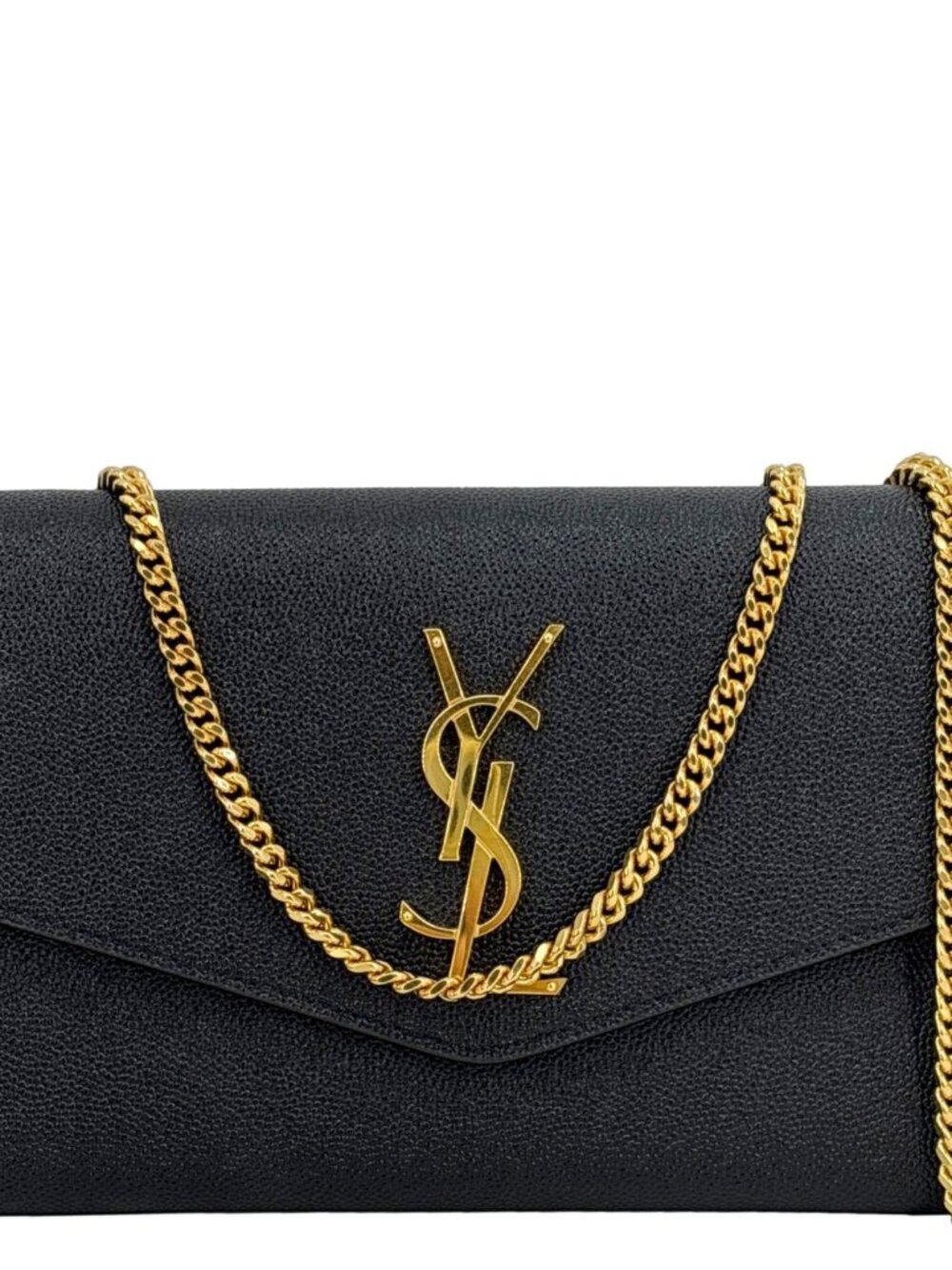 Yves Saint Laurent Uptown Envelope Grain De Poudre Leather Crossbody Chain Wall